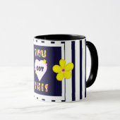 Mug de fleurs d'art jaune brillant de la marine (Devant droit)