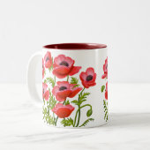 Mug de fleurs de pavot du jardin rouge (Devant gauche)