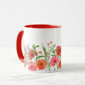 Mug de fleurs de pavot rouge (Devant gauche)