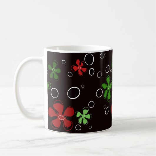 Mug de fleurs funky rouge et vert (Gauche)