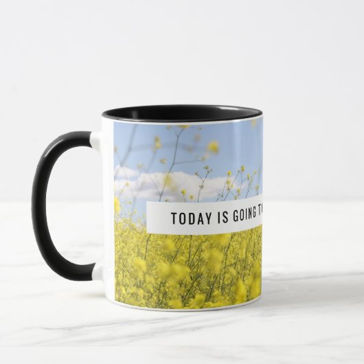 Mug de fleurs jaunes motivationnelles (Gauche)