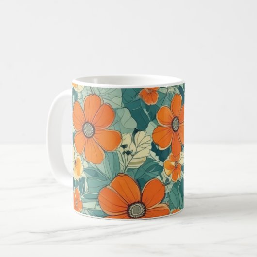 Mug de fleurs orange (Devant gauche)