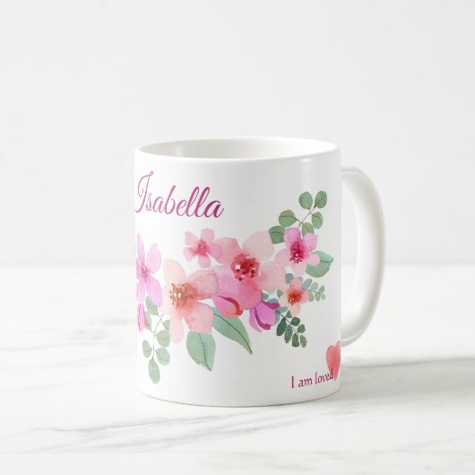 Mug de fleurs roses (Devant droit)