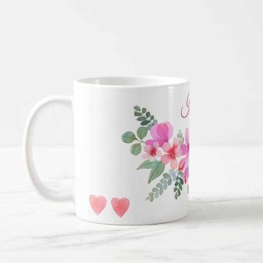 Mug de fleurs roses (Gauche)