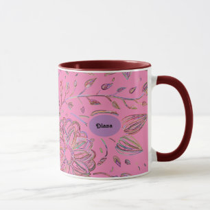 Mug de fleurs roses et croisées