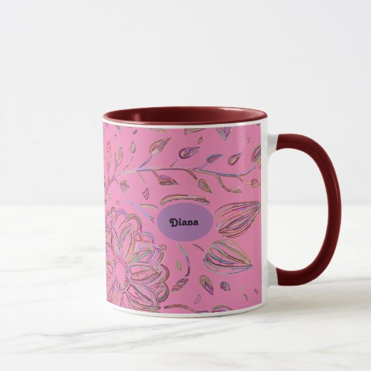 Mug de fleurs roses et croisées (Droite)