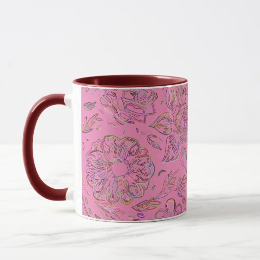 Mug de fleurs roses et croisées (Gauche)