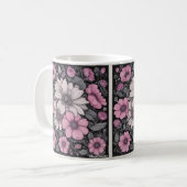 Mug de fleurs roses, noires et blanches (Devant gauche)