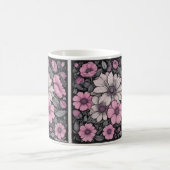 Mug de fleurs roses, noires et blanches (Centre)