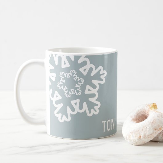 Mug de flocons de neige minimaux (Avec donut)
