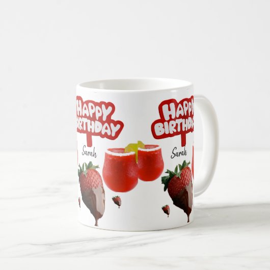 Mug de fraises joyeuse Mug d'anniversaire (Devant droit)
