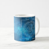 Mug de géométrie sacrée Sri Yantra Indigo (Devant droit)