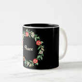 Mug de gerbes de Noël rose Floral | Paix (Devant droit)