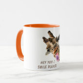 Mug de girafe drôle SMile - Texte personnalisé (Devant gauche)