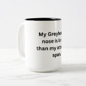 Mug de Greyhound amusant - Nez long, Attention cou (Devant gauche)