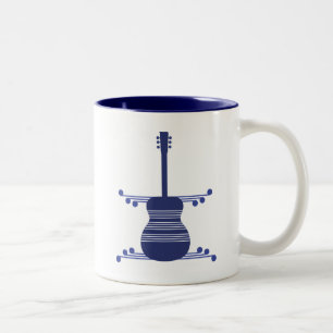 Mug de guitare rétro, bleu marine