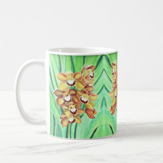 Mug de la Coupe du Café - Orchidées orange et jaun (Gauche)
