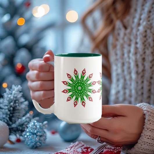 Mug de la fête des flocons de neige de Noël vert p
