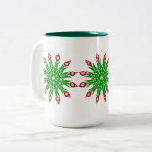 Mug de la fête des flocons de neige de Noël vert p (Devant gauche)