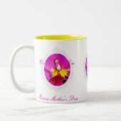 Mug de la fête des mères de l'orchidée rose jaune (Gauche)