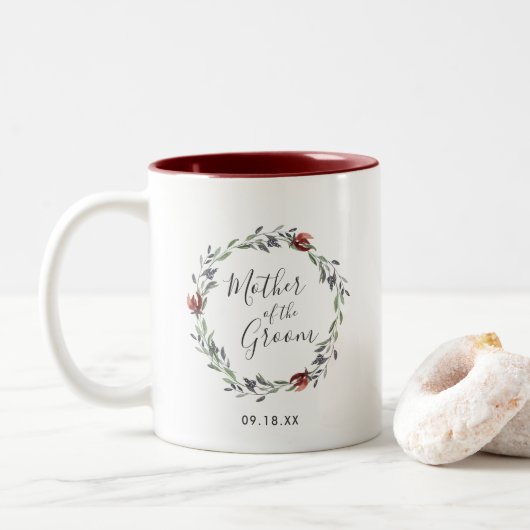 Mug de la mère du marié | Fleur automnale rustique (Avec donut)