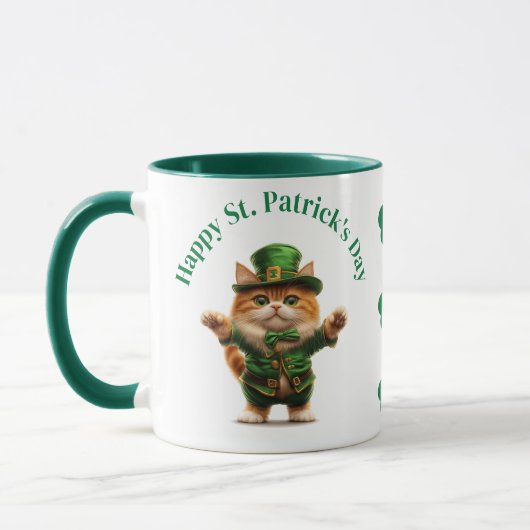Mug de la Saint-Patrick – Chat Leprechaun & Festif (Gauche)