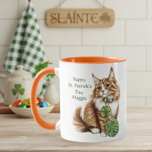 Mug de la Saint-Patrick personnalisé pour chat à p