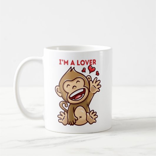 Mug de la Saint-Valentin avec un singe de dessin a (Gauche)