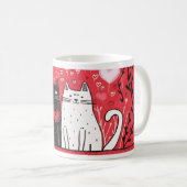 Mug de la Saint-Valentin - Chats noirs et blancs (Devant droit)