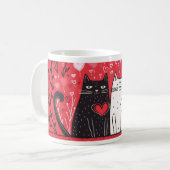 Mug de la Saint-Valentin - Chats noirs et blancs (Devant gauche)