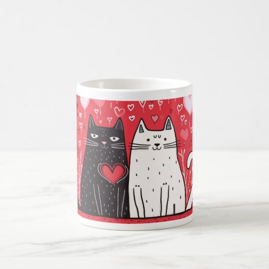 Mug de la Saint-Valentin - Chats noirs et blancs (Centre)