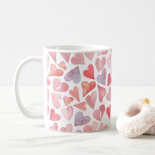 Mug de la Saint-Valentin coeurs (Avec donut)