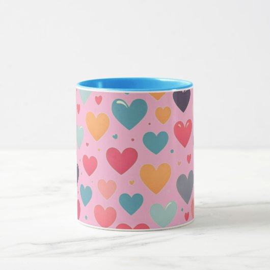 Mug de la Saint-Valentin coeurs colorés (Centre)