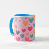 Mug de la Saint-Valentin coeurs colorés (Devant gauche)
