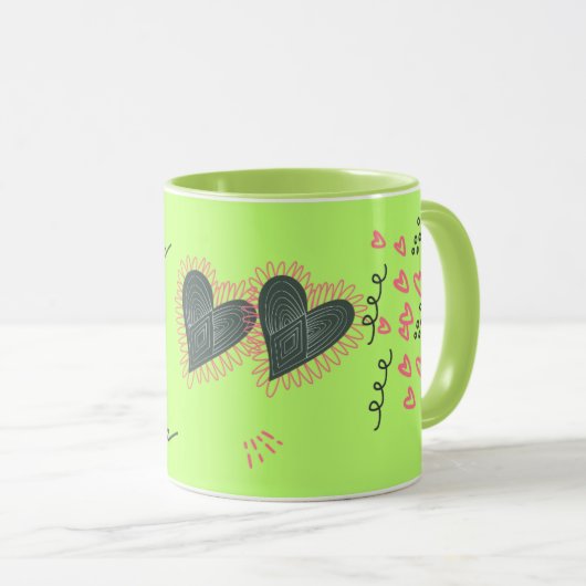 Mug de la Saint-Valentin Cœurs doux et tournesols (Devant droit)