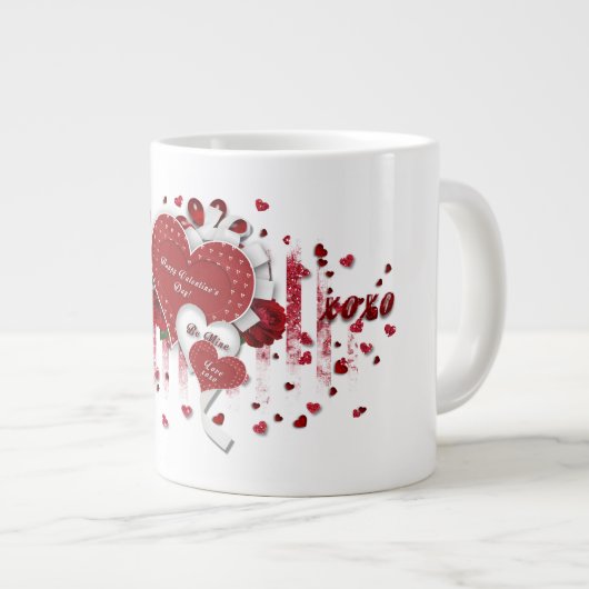 Mug de la Saint Valentin - Coeurs XOXO (Devant droit)