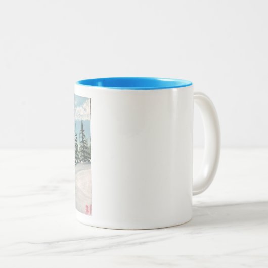 Mug de la vallée À feuillage persistant neigeuse (Devant droit)