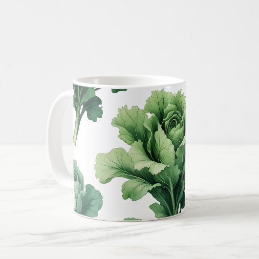 Mug de laitue verte botanique - Drin inspiré de la (Devant gauche)