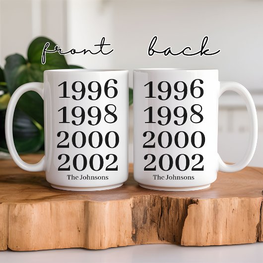 Mug de l'année de naissance personnalisée pour les