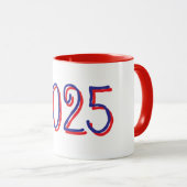 Mug de l'année personnalisée avec rouge et bleu de (Devant droit)