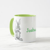 Mug de lapin mignon personnalisé avec poignée vert (Devant gauche)