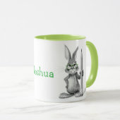 Mug de lapin mignon personnalisé avec poignée vert (Devant droit)