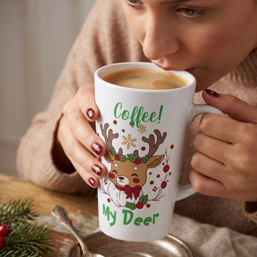 Mug de latte de cerf de café vert et marron DRÔLE