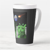 Mug de latte de mème de chat alien vert selfie UFO (Angle droit)