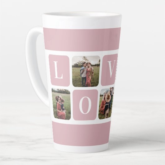 Mug de lattes de photo rose personnalisé (Angle gauche)