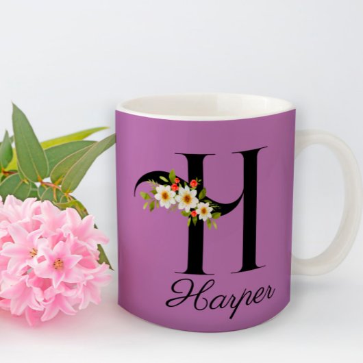 Mug de lavande d'aquarelle monogramme
