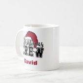 Mug de l'équipage de Noël personnalisé avec chapea (Devant gauche)