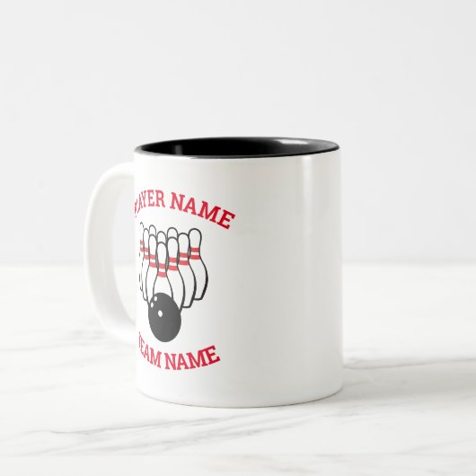 Mug de l'équipe de bowling personnalisée avec logo (Devant gauche)