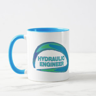 Mug de l'ingénieur hydraulique à vague bleue