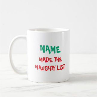 Mug de liste vilaine de Noël personnalisé